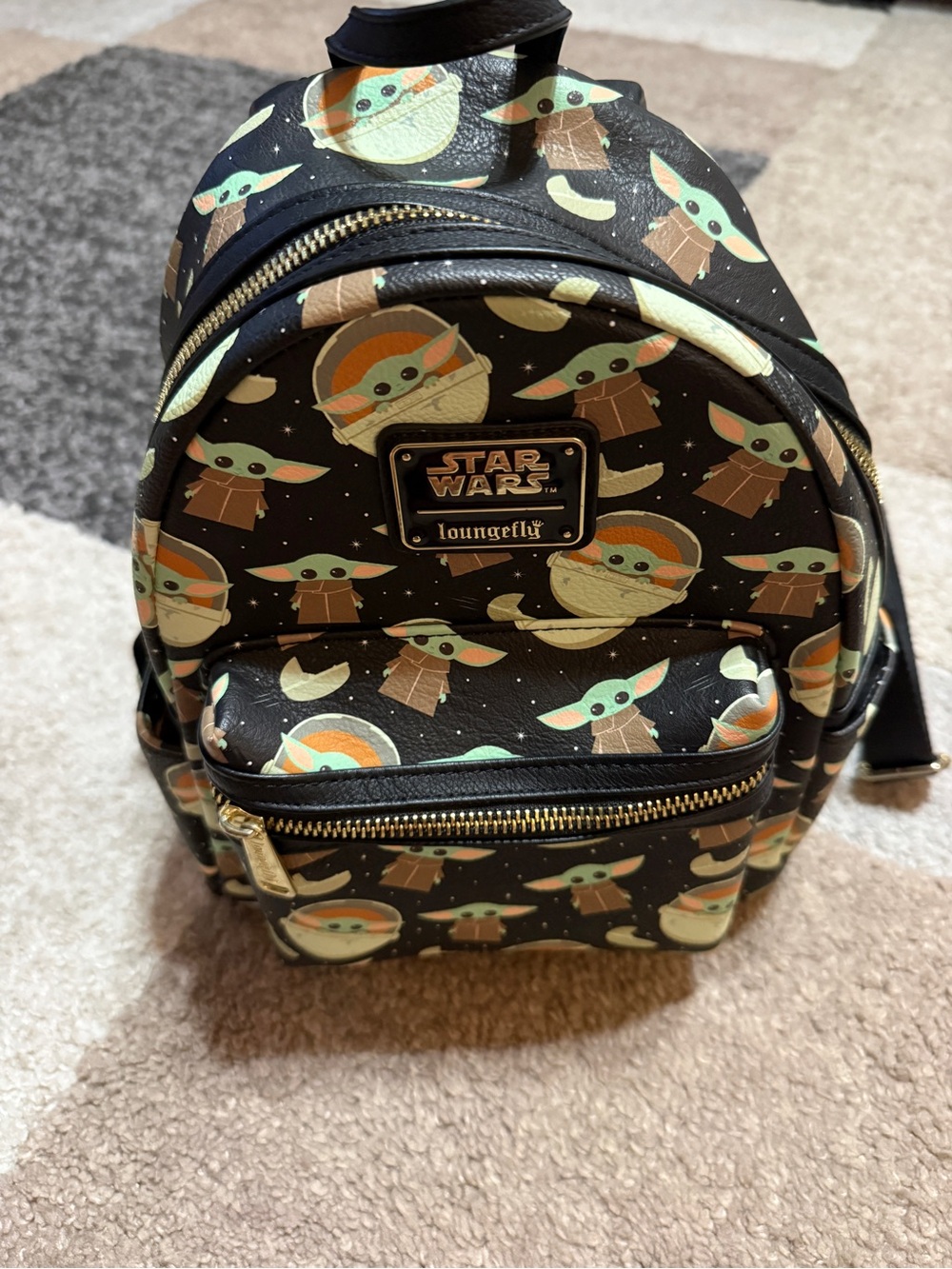 Disney Parks Loungefly Star Wars The Grogu - Baby Yoda Black Mini Backpack